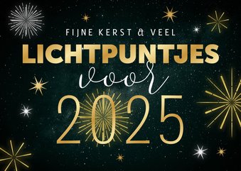 Kerst- en nieuwjaarskaart lichtpuntjes vuurwerk 2025