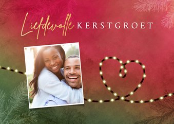 Kerst liefdevolle groet hart lampjes