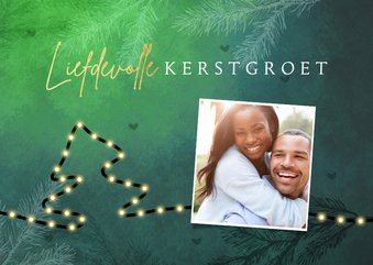 Kerst liefdevolle groet kerstboom lampjes