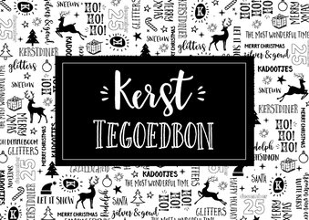 Kerst tegoedbon handlettering rendieren