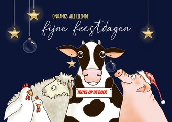 Kerstkaart boerderijdieren