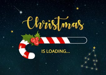 Kerstkaart christmas loading zuurstok 2024-2025