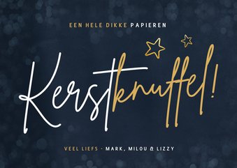 Kerstkaart dikke papieren kerstknuffel tekst