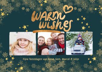 Kerstkaart eigen foto's 'Warm wishes'