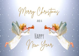 Kerstkaart Engelen in de sneeuwnacht