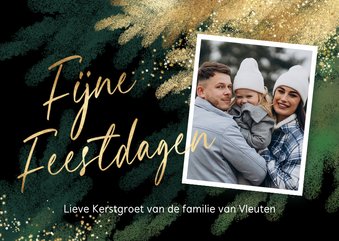 Kerstkaart foto Fijne Feestdagen kerstboom takken