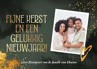 Kerstkaart foto met goud hartje