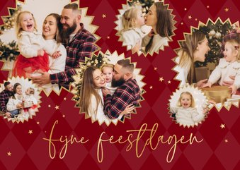 Kerstkaart foto's sterren goud fijne feestdagen fotocollage