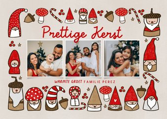 Kerstkaart fotocollage kabouters paddestoelen