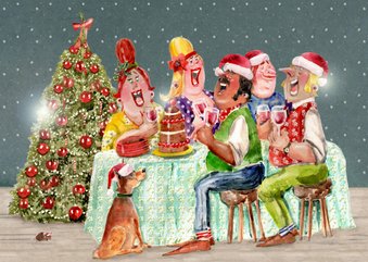 Kerstkaart gezellig kerstdiner