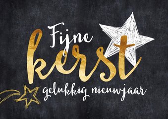 Kerstkaart gouden tekst en sterren