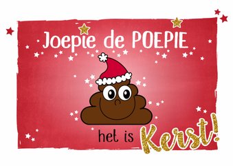 Kerstkaart grapje joepie de poepie sterren