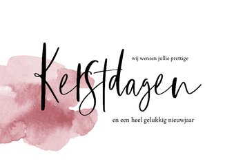 Kerstkaart handlettering en roze waterverf