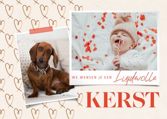 Kerstkaart hartjes liefdevolle kerst met foto's