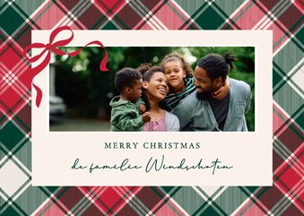 kerstkaart klassiek met ruit en strikje