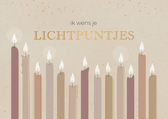 Kerstkaart lichtpuntje kaarsen