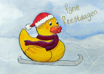 Kerstkaart met badeendje