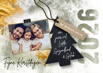 Kerstkaart met foto en kerstboom