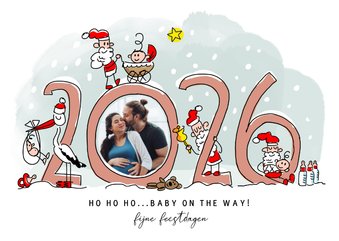 Kerstkaart met jaartal en babies