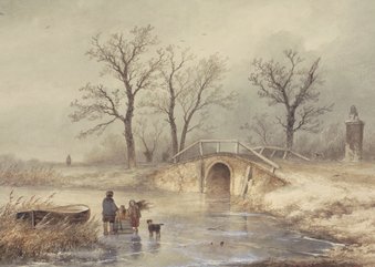 Kerstkaart met kunst van Johannes F Hoppenbrouwers winter