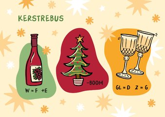 Kerstkaart rebus illustraties