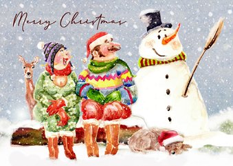 Kerstkaart samen een sneeuwpop maken