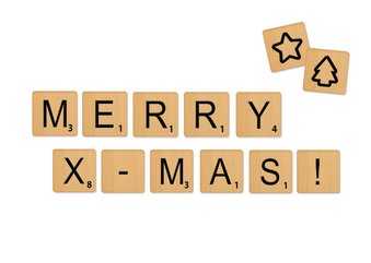 Kerstkaart Scrabble X-mas 