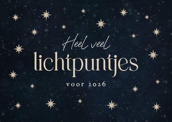 Kerstkaart sterren lichtpuntjes voor 2026 fijne feestdagen