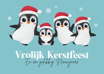 Kerstkaart vrolijke kerstdagen pinguïns kerstman sneeuw