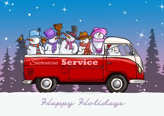 Kerstkaart VW bus pickup 