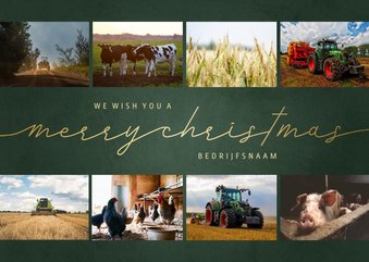 Kerstkaart zakelijk met fotocollage merry christmas goud