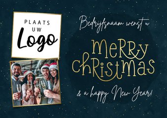 Kerstkaart zakelijk met typografie en foto's