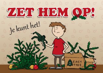 Kerstkaart Zet hem op - kerstboom