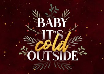 Kerstkaartje 'baby it's cold outside' met takjes