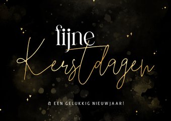 Kerstkaartje stijlvol zwart met goudlook en waterverf