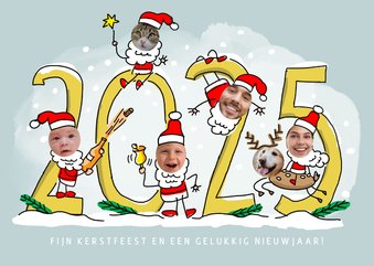 Kerstmannetjes fotocollage met 6 foto's