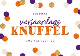 KiKa verjaardagsknuffel kaart met feestelijke confetti