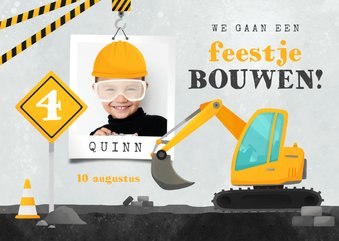 Kinderfeestje feestje stoer bouwvoertuigen foto bouw