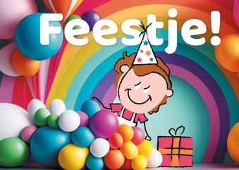 Kinderfeestje kleuren feesthoedje regenboog cadeautje