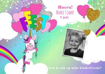 kinderfeestje schattige unicorn met ballonnen