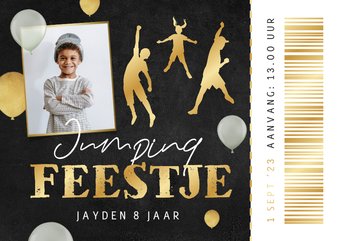 Kinderfeestje ticket jumping feestje goud ballonnen