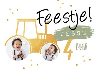 Kinderfeestje tractor goud foto feestje confetti
