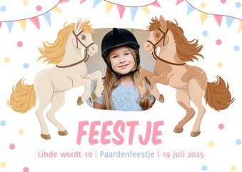 Kinderfeestje uitnodiging paardenfeestje met vlaggetjes