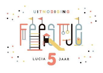 Kinderfeestje uitnodiging speeltuin typografisch