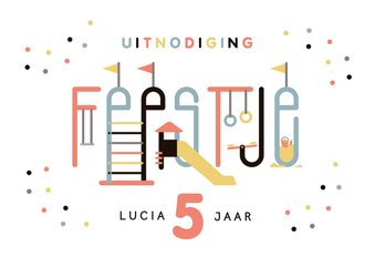 Kinderfeestje uitnodiging speeltuin typografisch