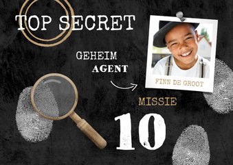 Kinderfeestje uitnodiging top secret detective feestje