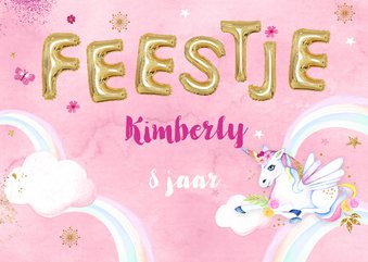 Kinderfeestje unicorn op wolkje