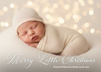 Klassiek fotokaartje merry little christmas grote foto
