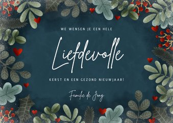 Klassieke kerstkaart liefdevolle kerst met kerst takjes