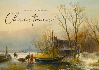 Klassieke kerstkaart met winterlandschap Andreas Schelfhout